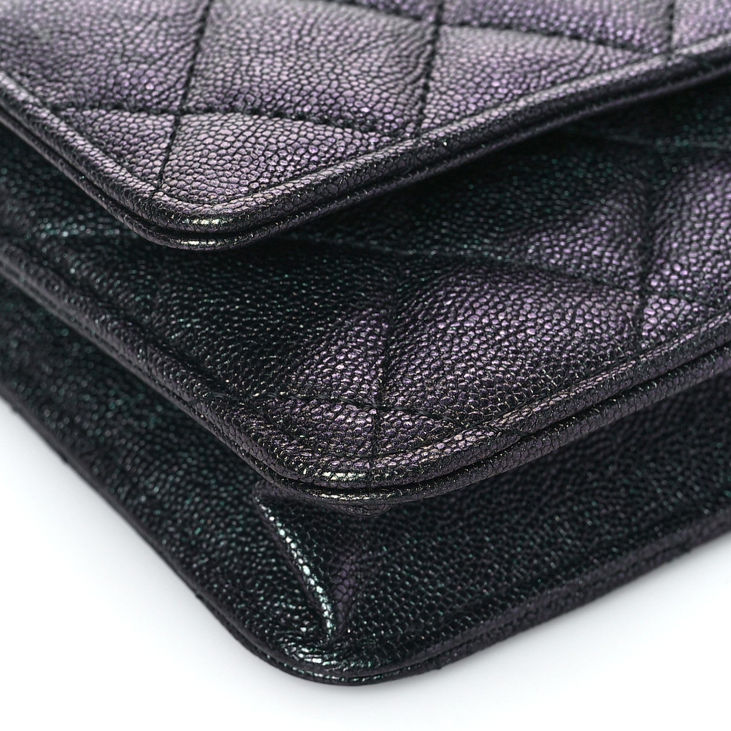 Chanel Iridescent Caviar Quilted Wallet On Chain WOC Black 9 of 11