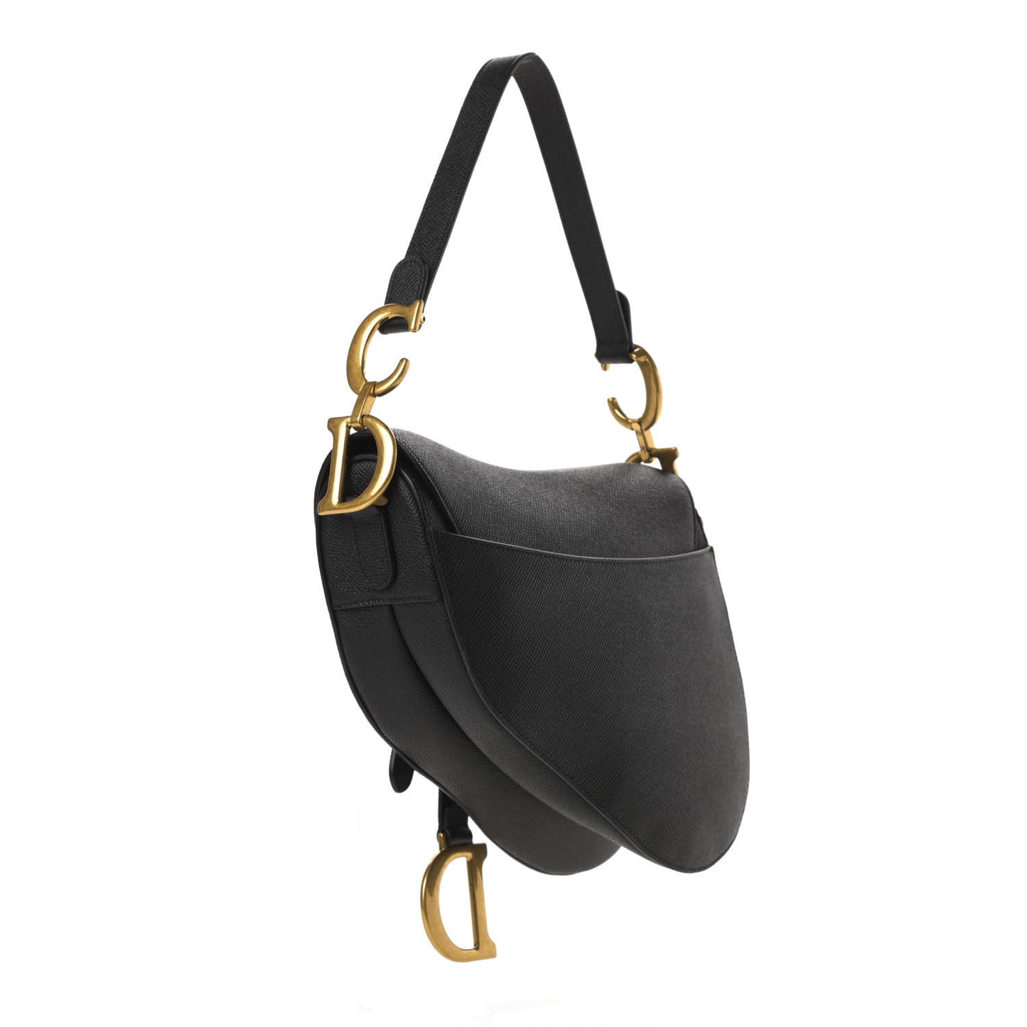 Grained Calfskin Saddle Bag Black