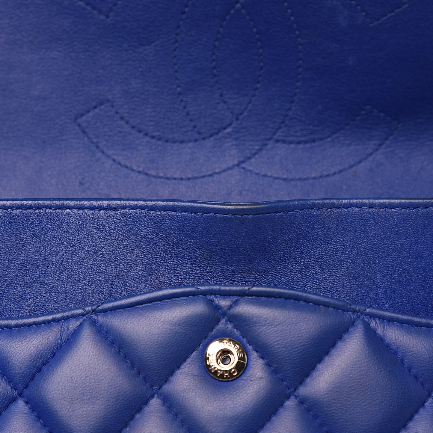 Lambskin Quilted Jumbo Double Flap Blue