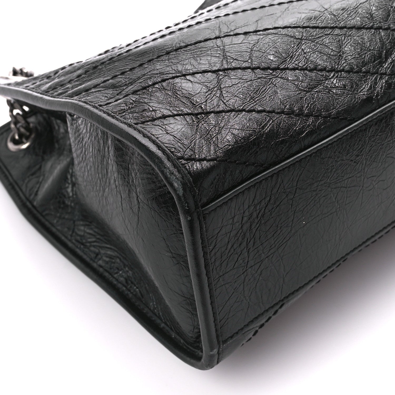 Saint Laurent Crinkled Calfskin Matelasse Monogram Medium Niki Shopper Tote Black 9 of 11