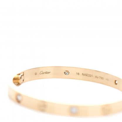 Cartier 18K Yellow Gold 4 Diamond LOVE Bracelet 16 4 of 5