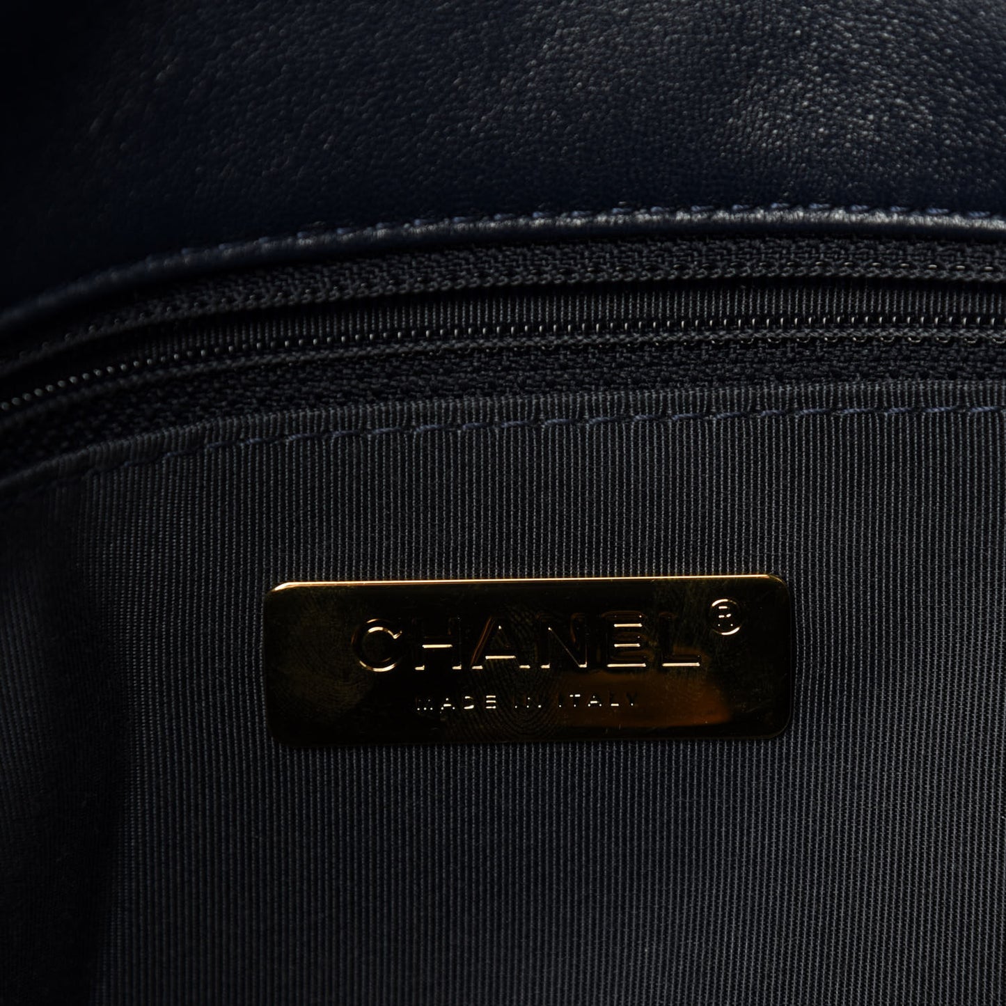 Lambskin Quilted Medium Chanel 19 Flap Navy