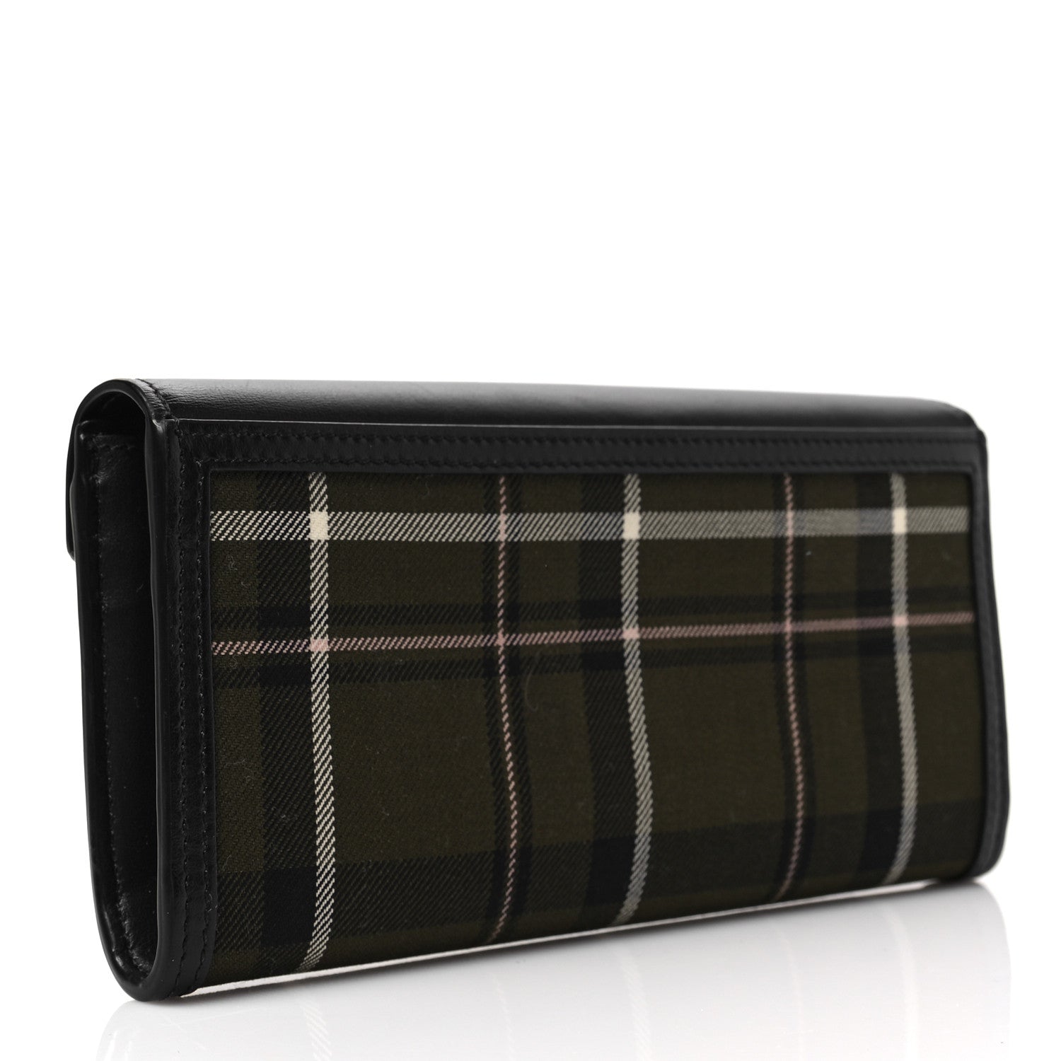 Burberry Grained Calfskin Tartan Halton Wallet Black 3 of 7