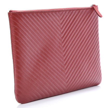 Chanel Caviar Chevron Quilted Medium Cosmetic Case Red 3 of 8