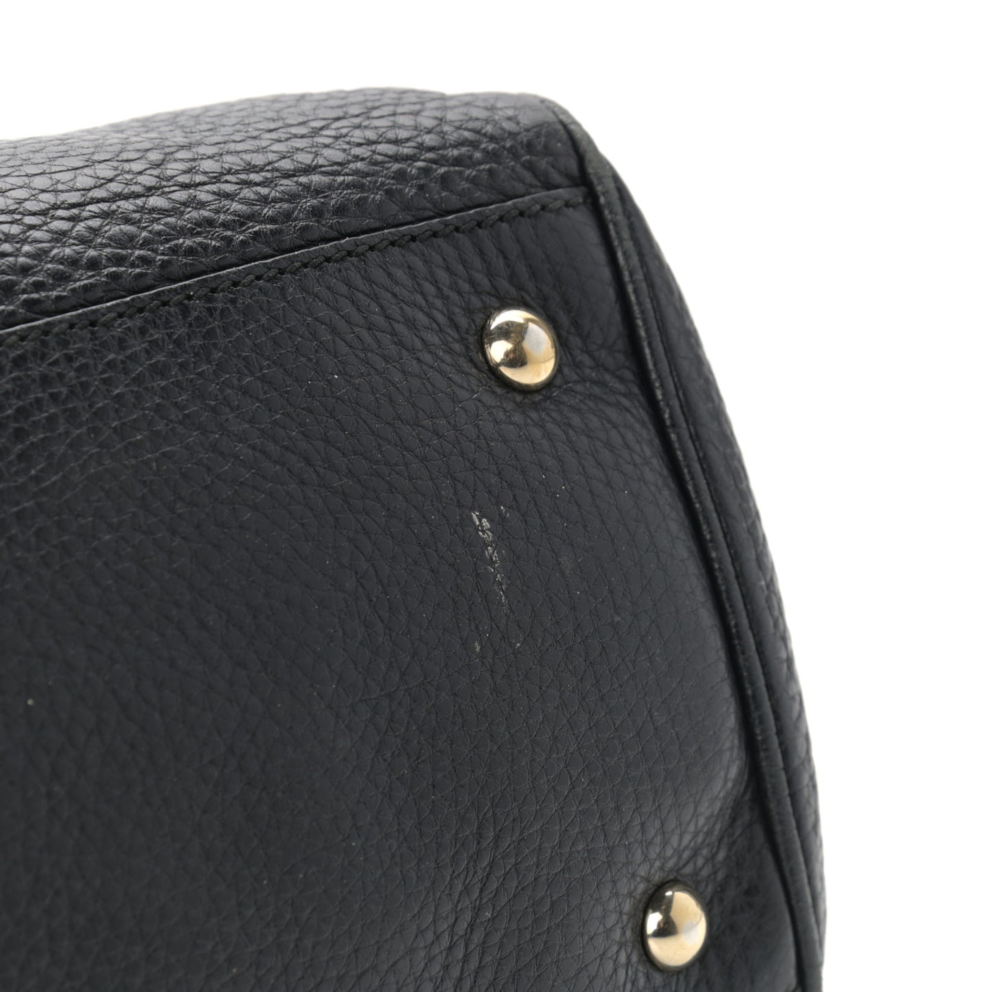Pebbled Calfskin Medium Bamboo Shopper Tote Black