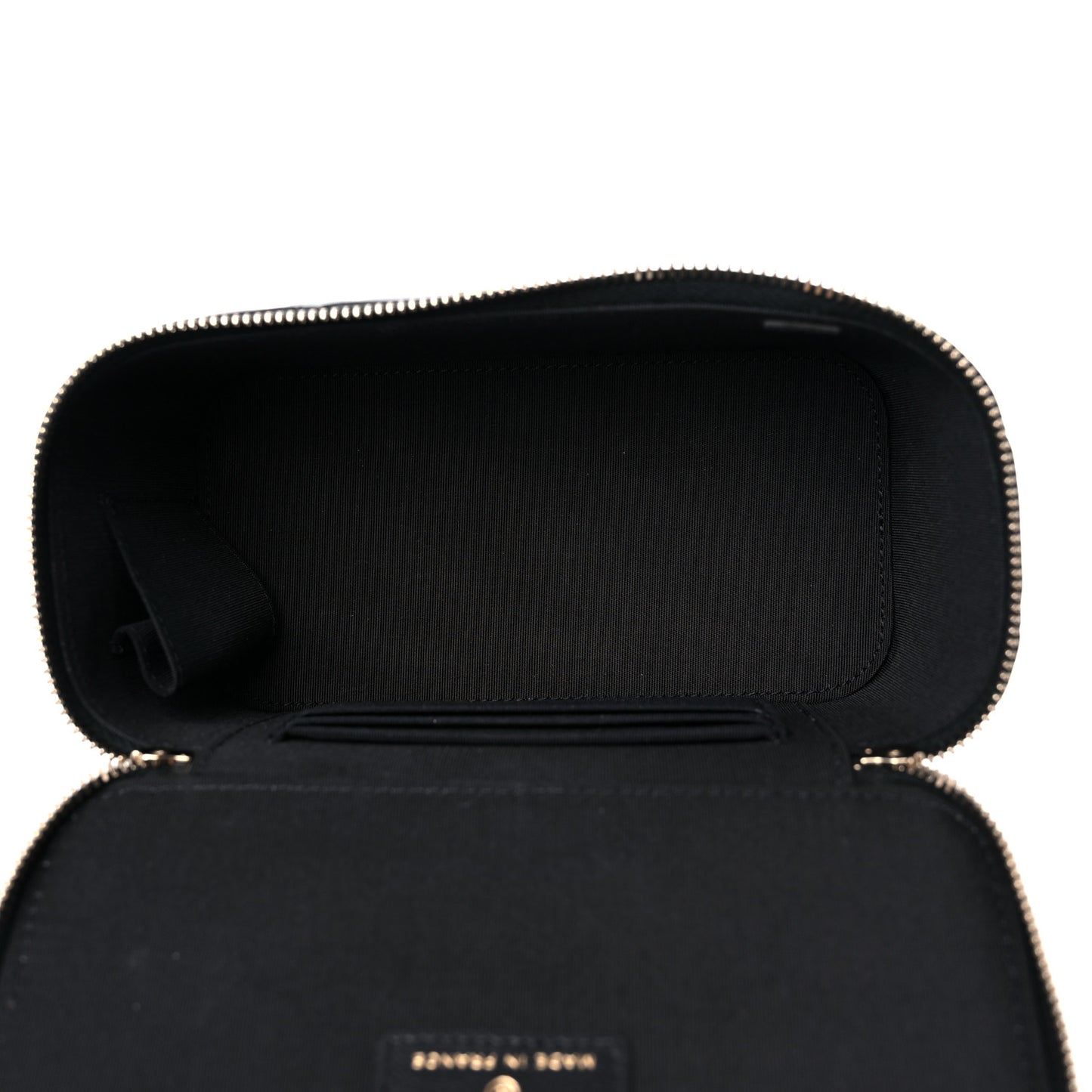 Lambskin Quilted Small Top Handle Vanity Case With Chain Black