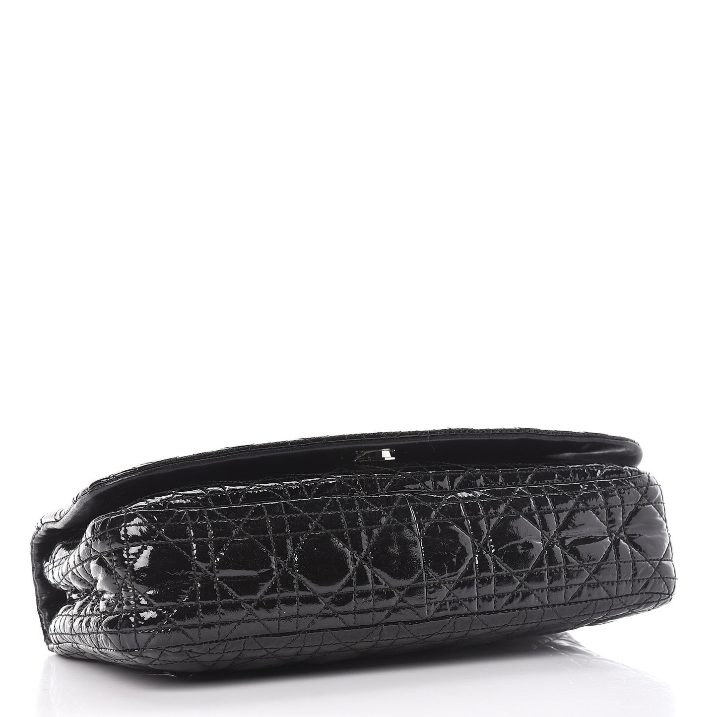 Patent Lambskin Cannage Rendezvous Flap Black