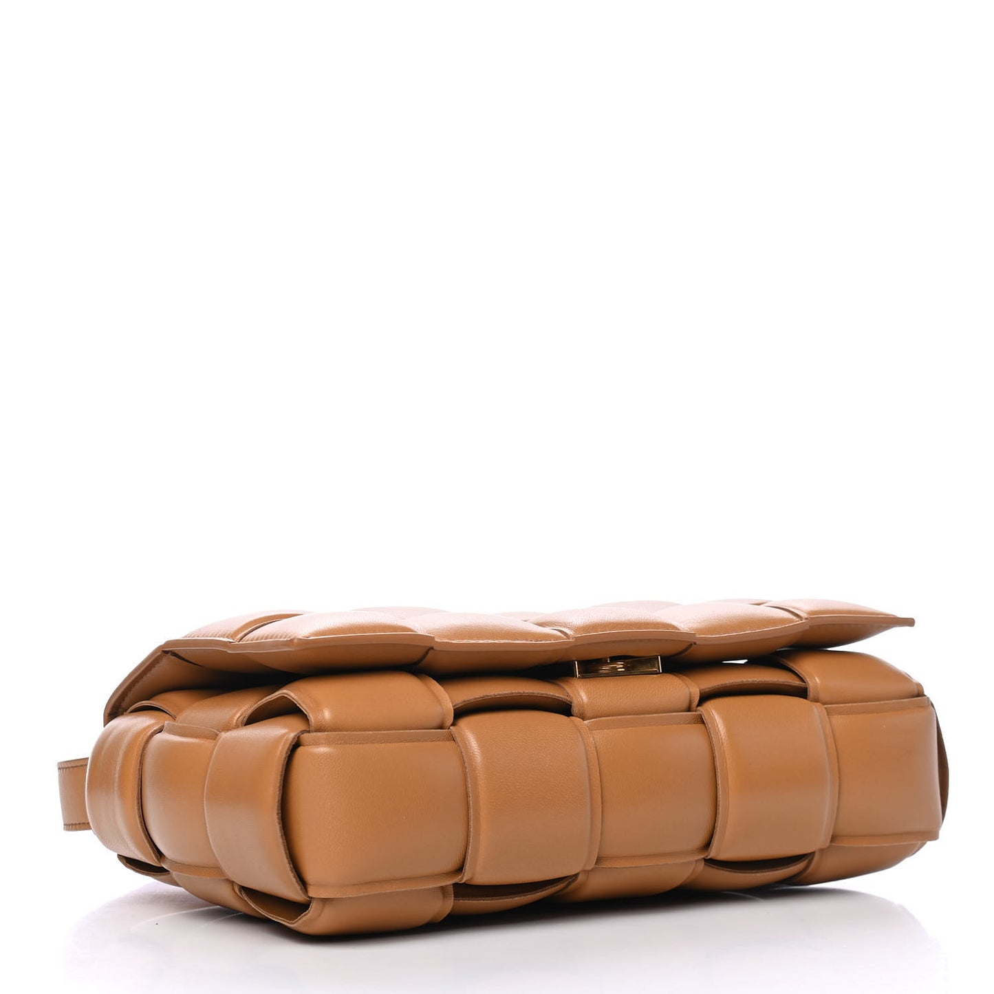 Nappa Maxi Intreccio Padded Cassette Crossbody Bag Caramel