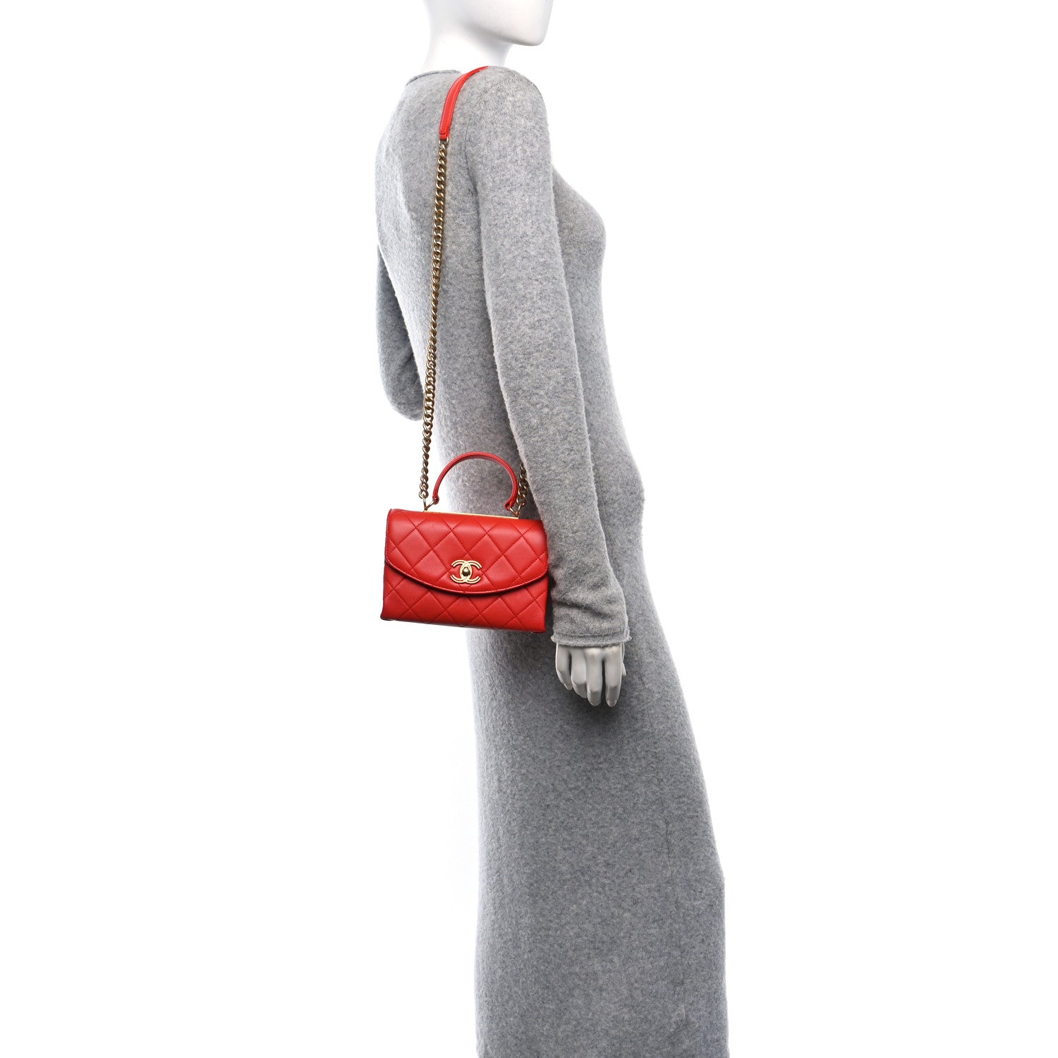 Chanel Lambskin Quilted Small Trendy Spirit Top Handle Bag Red 2 of 10