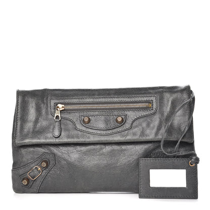 Balenciaga Agneau Giant 12 Rose Gold Hardware Envelope Clutch Gris Tarmac 1 of 11