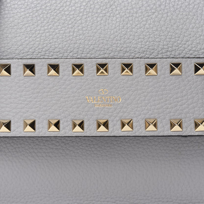 Valentino Garavani Pebbled Calfskin Rockstud Side Slip Crossbody Pastel Grey 9 of 9