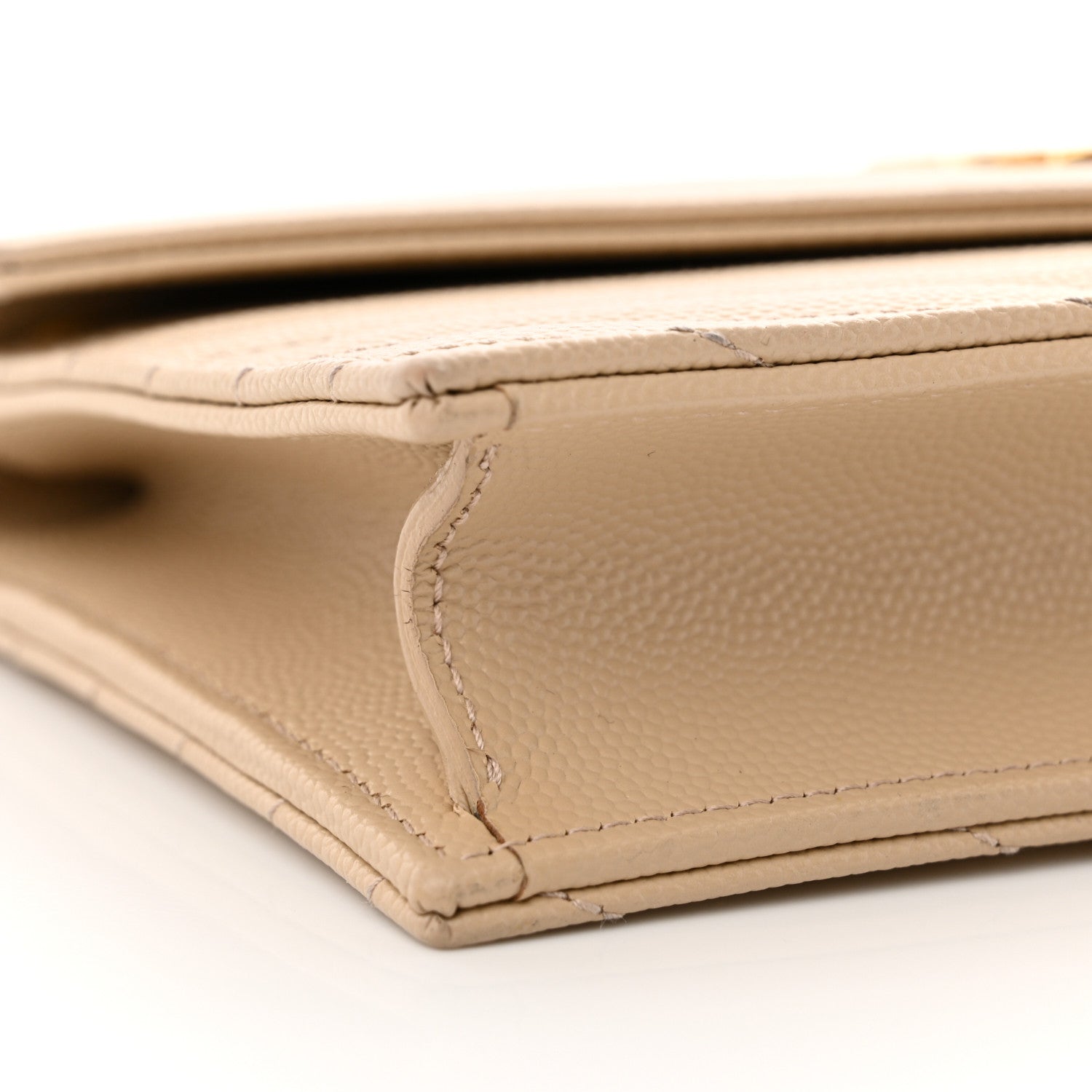 Saint Laurent Grain De Poudre Matelasse Chevron Monogram Envelope Chain Wallet Nude Powder 9 of 13