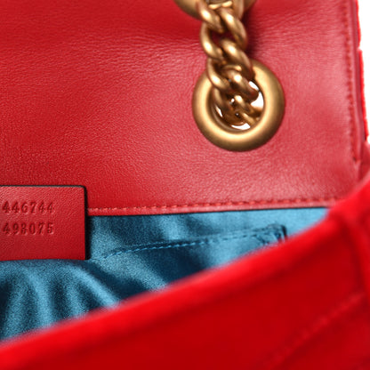 Gucci Velvet Matelasse Mini GG Marmont Shoulder Bag Hibiscus Red 10 of 11