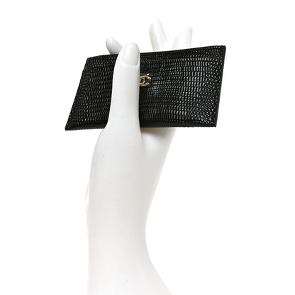 Chanel Calfskin Lizard Embossed Card Holder Black 2 of 8