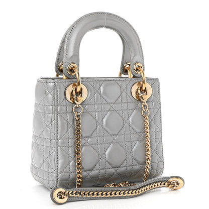 Christian Dior Metallic Lambskin Cannage Mini Lady Dior Grey 3 of 9