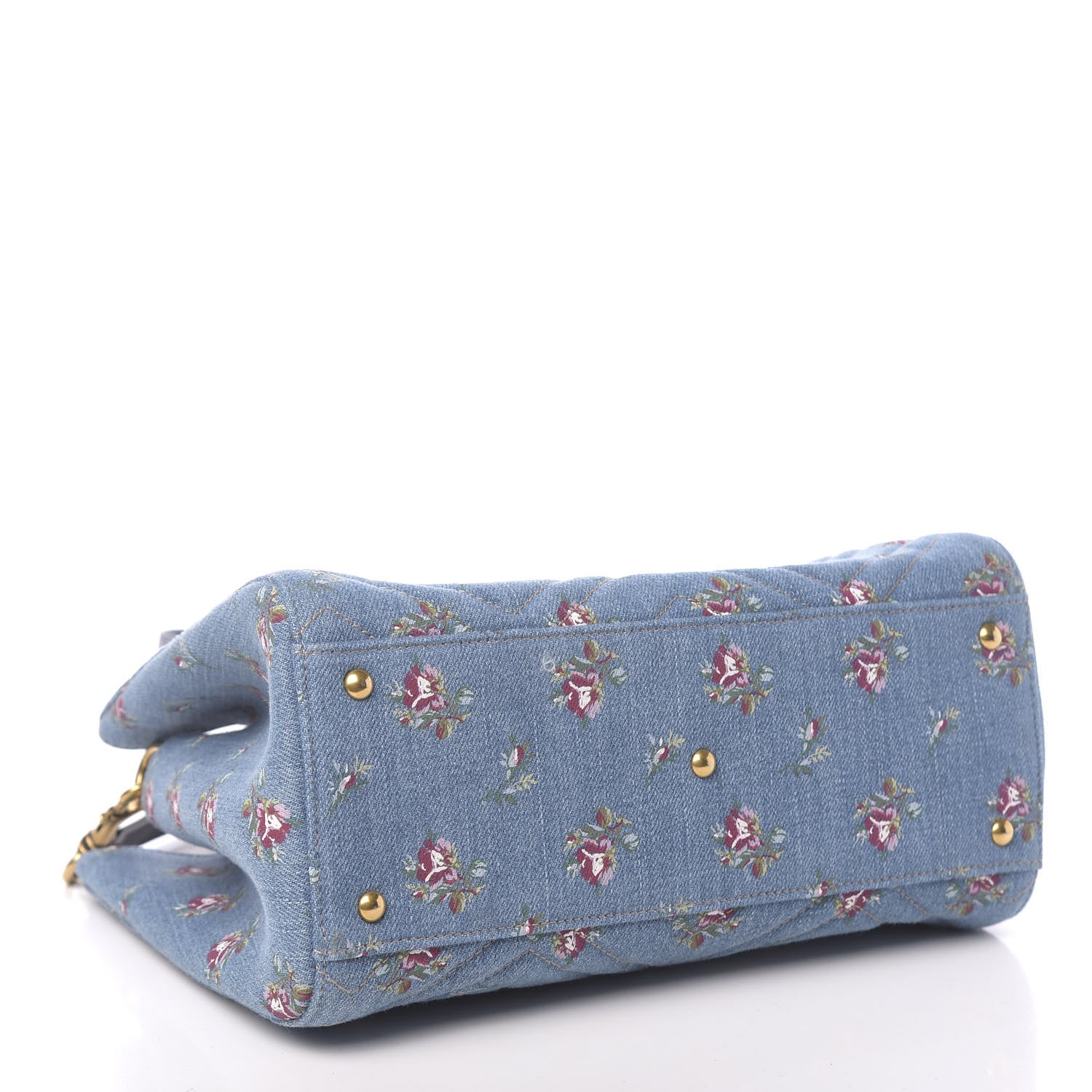 Gucci Denim Matelasse Flora Small GG Marmont Tote Blue 4 of 10
