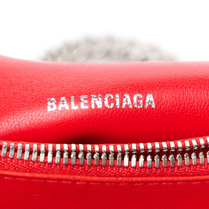 Balenciaga Arena Calfskin Small Crush Chain Bag Tomato Red 6 of 11