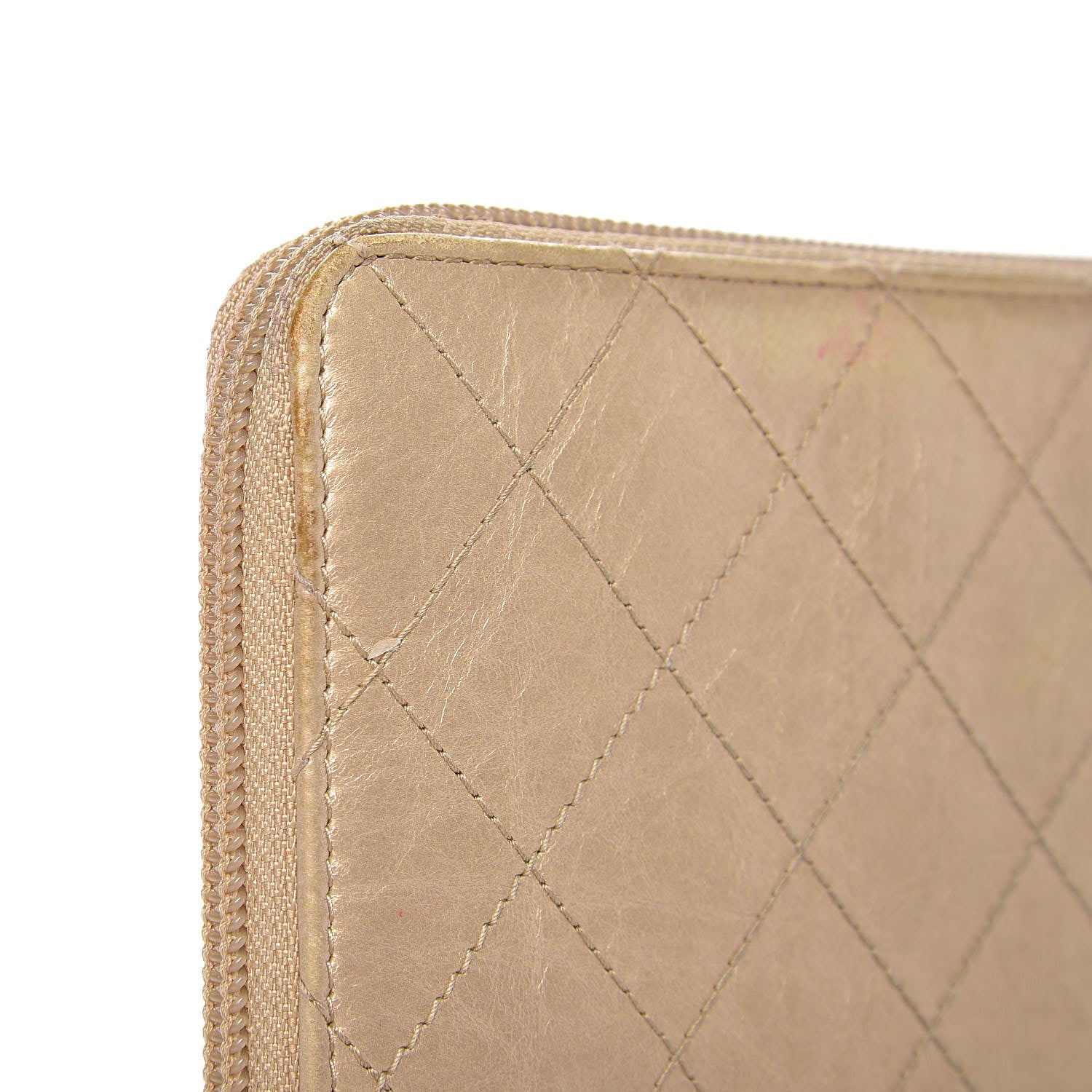 Chanel Metallic Aged Calfskin Quilted Palette Large Zip Around Organizer Wallet Gold 13 of 19