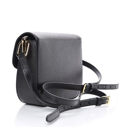 Prada Saffiano Lux Embleme Flap Shoulder Bag Black 3 of 9