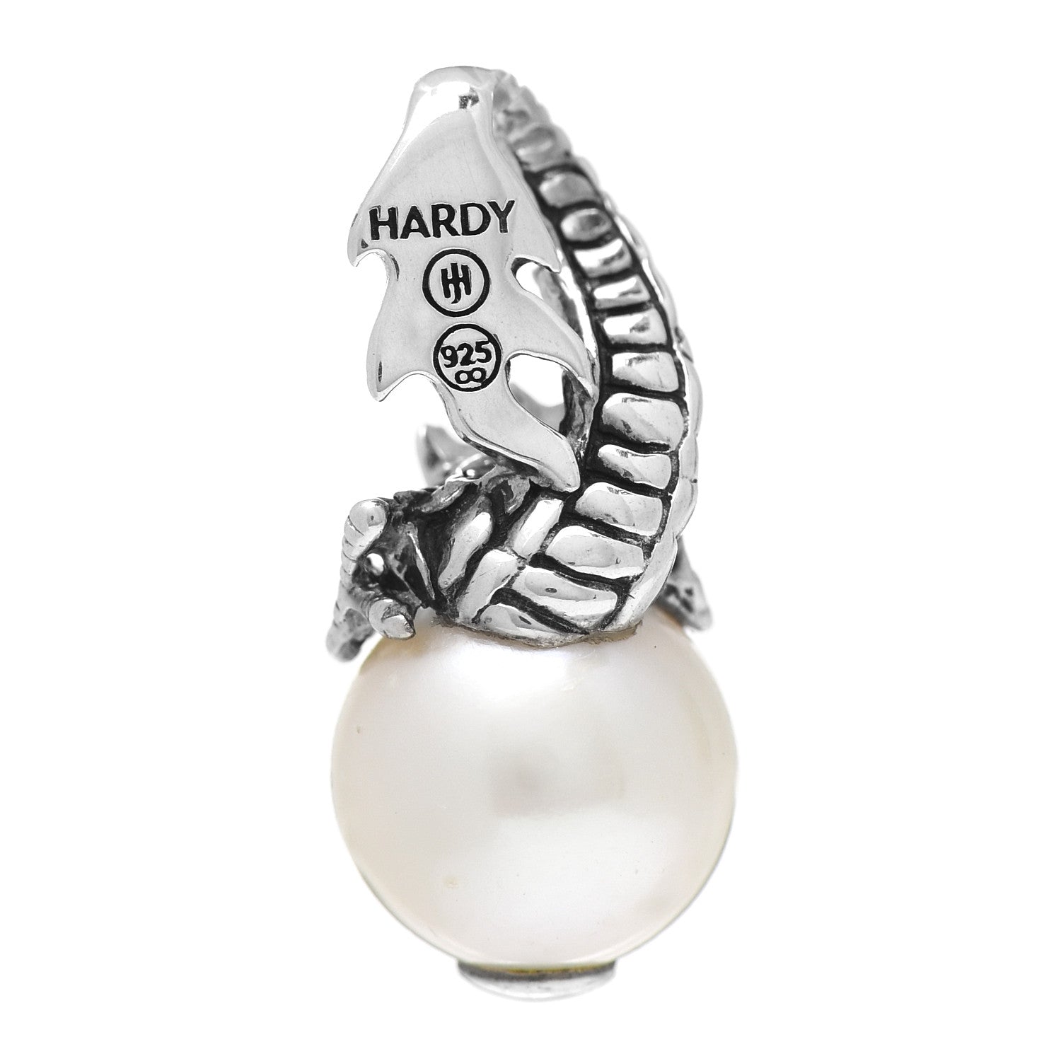 John Hardy Sterling Silver Black Sapphire Ruby Pearl Naga Lava Pendant 3 of 3