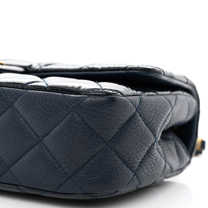 Chanel Patent Goatskin Quilted Medium CC Eyelet Flap Blue 10 of 10