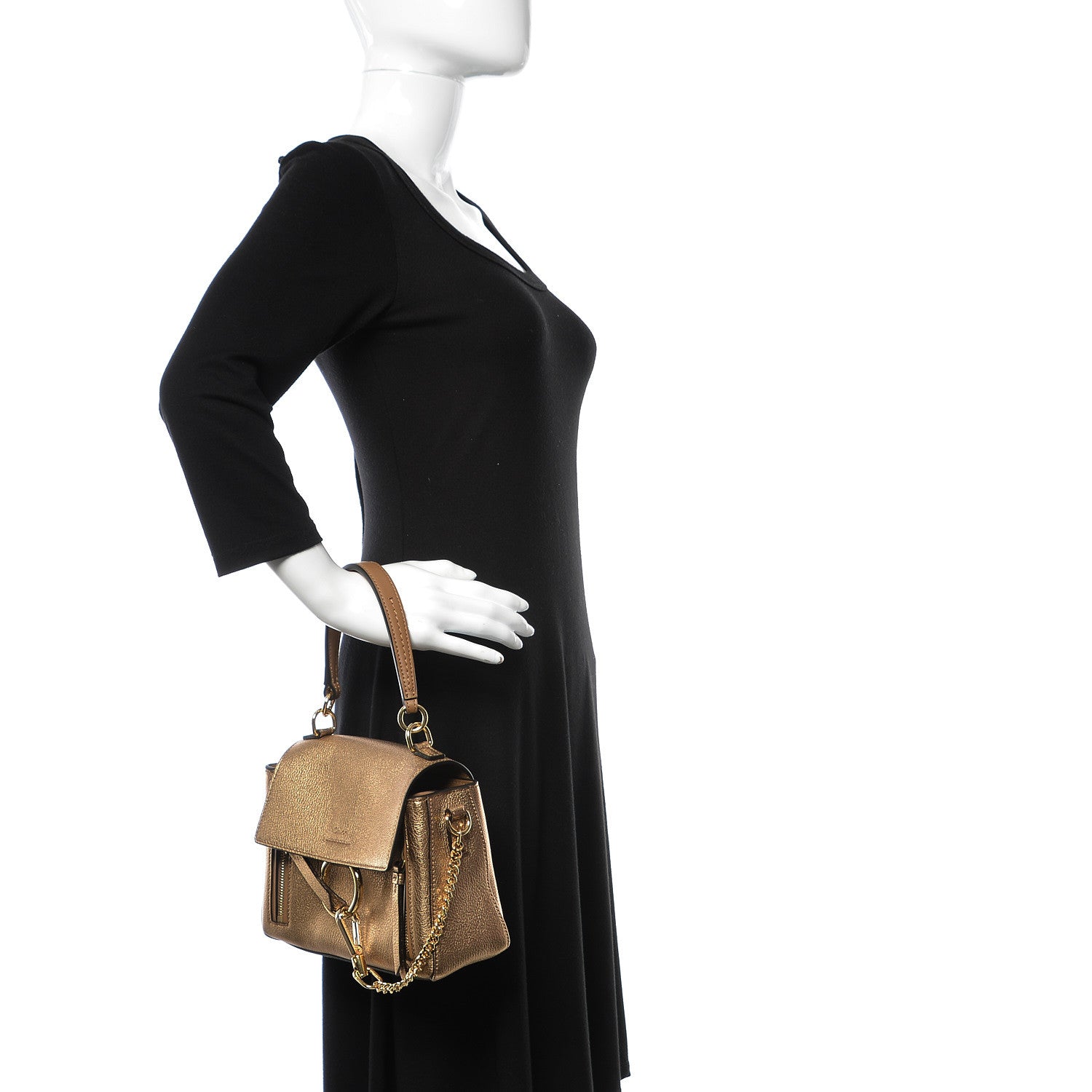Chloe Metallic Calfskin Mini Faye Day Shoulder Bag Gold 3 of 10