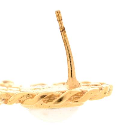 Chanel Metal Pearl CC Chain Drop Earrings Gold 7 of 8