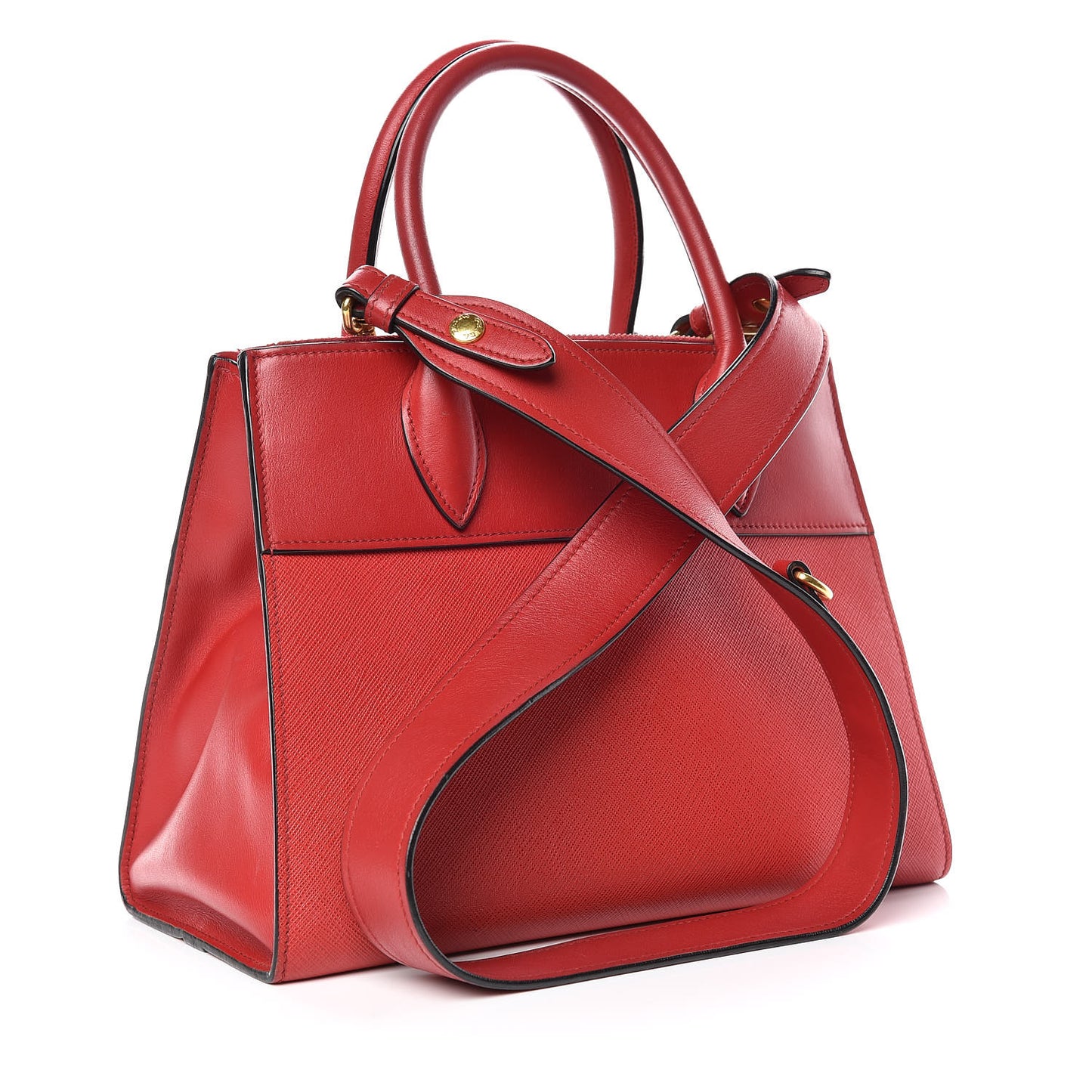 Saffiano City Calfskin Small Esplanade Tote Rosso