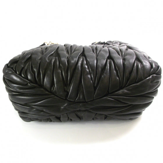 Leather Matelasse Tote Black