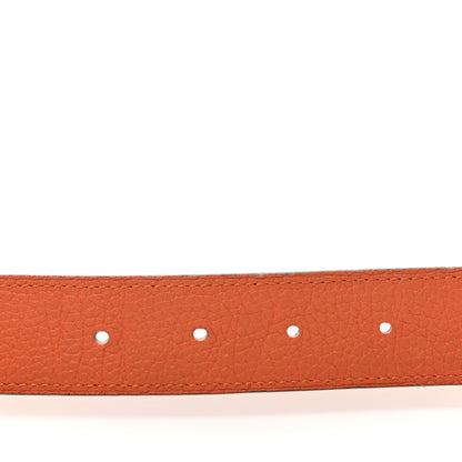 Hermes Box Togo 32mm Guilloche H Belt 90 Black Orange 3 of 7