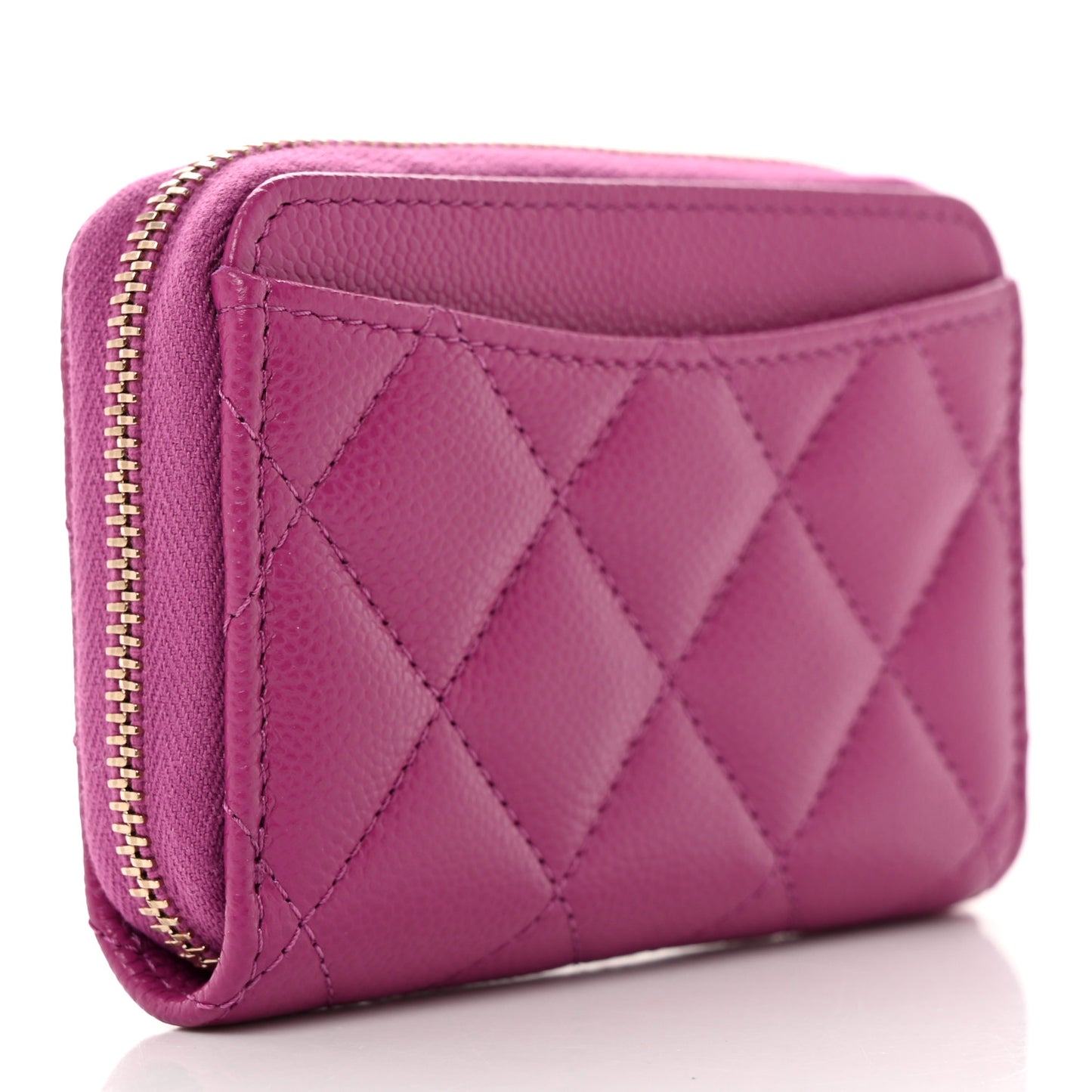 Caviar Quilted Zip Around Coin Purse Wallet Purple