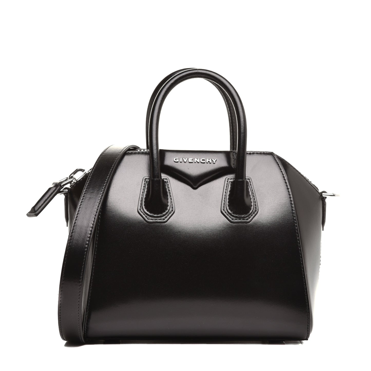 Shiny Lord Calfskin Mini Antigona Black