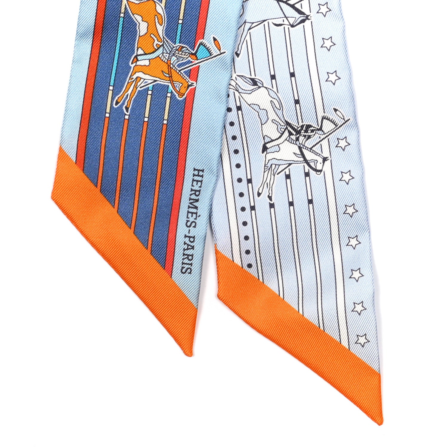 Hermes Silk Pani La Shar Pawnee Twilly Ciel Orange White 3 of 4