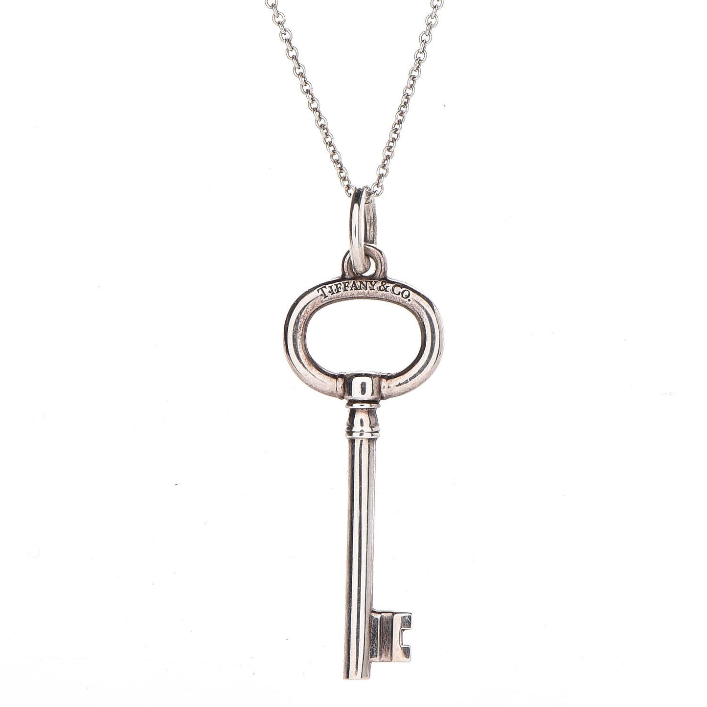 Sterling Silver Oval Key Pendant Necklace