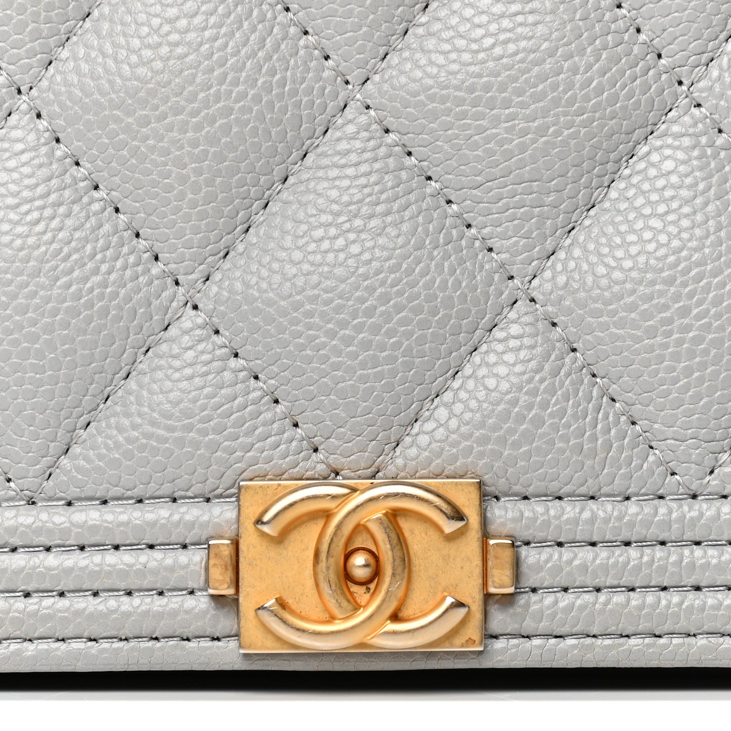 Caviar Quilted Boy Wallet On Chain WOC Grey
