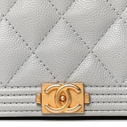 Chanel Caviar Quilted Boy Wallet On Chain WOC Grey 5 of 5
