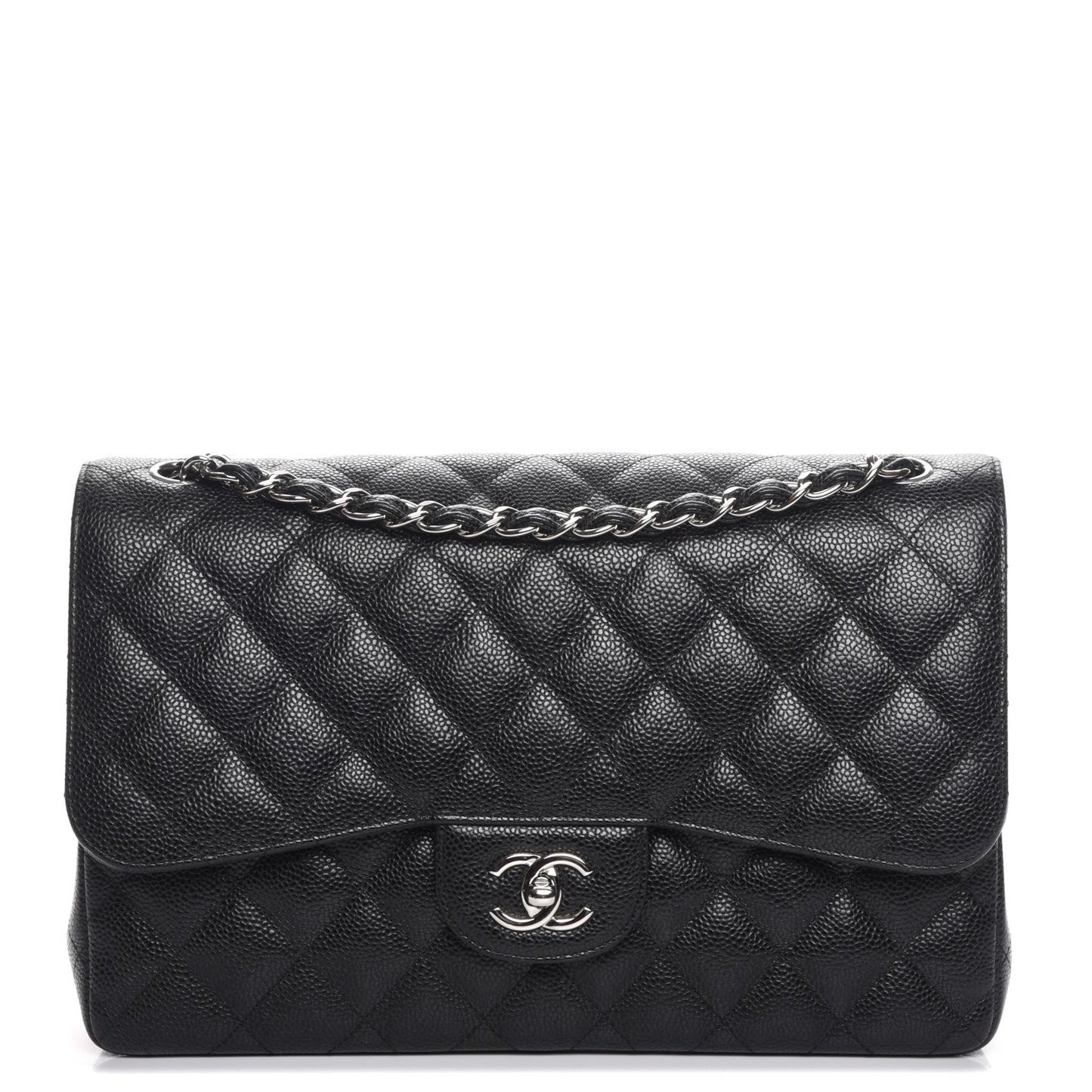 Caviar Quilted Jumbo Double Flap Black