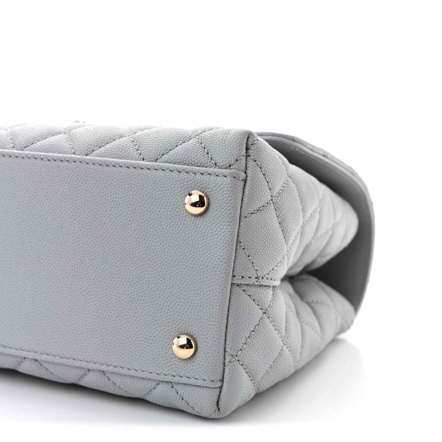Caviar Lizard Embossed Quilted Small Coco Handle Flap Light Grey