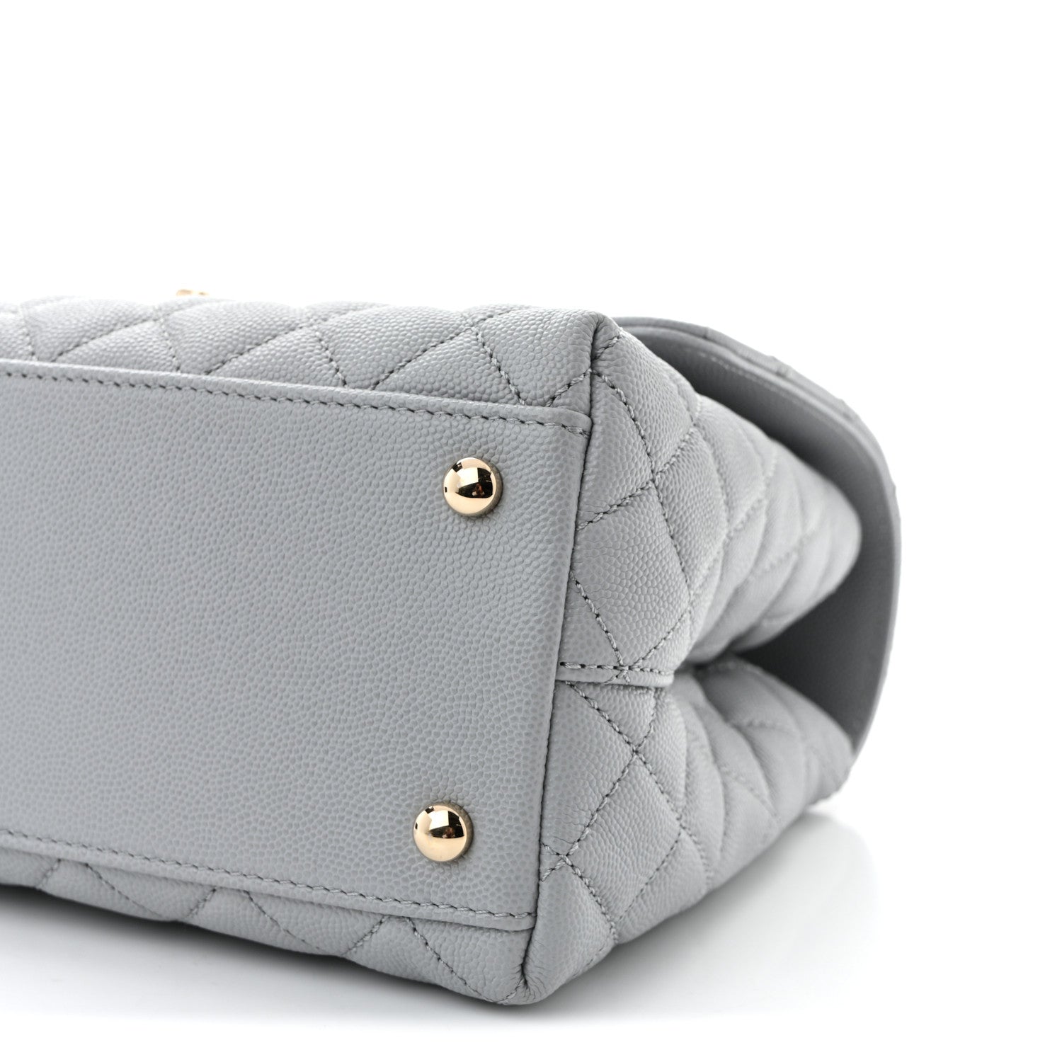 Chanel Caviar Lizard Embossed Quilted Small Coco Handle Flap Light Grey 10 of 10