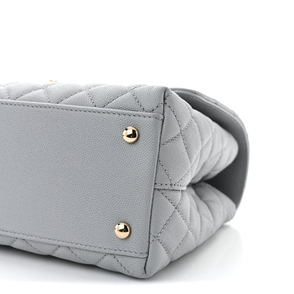 Chanel Caviar Lizard Embossed Quilted Small Coco Handle Flap Light Grey 10 of 10