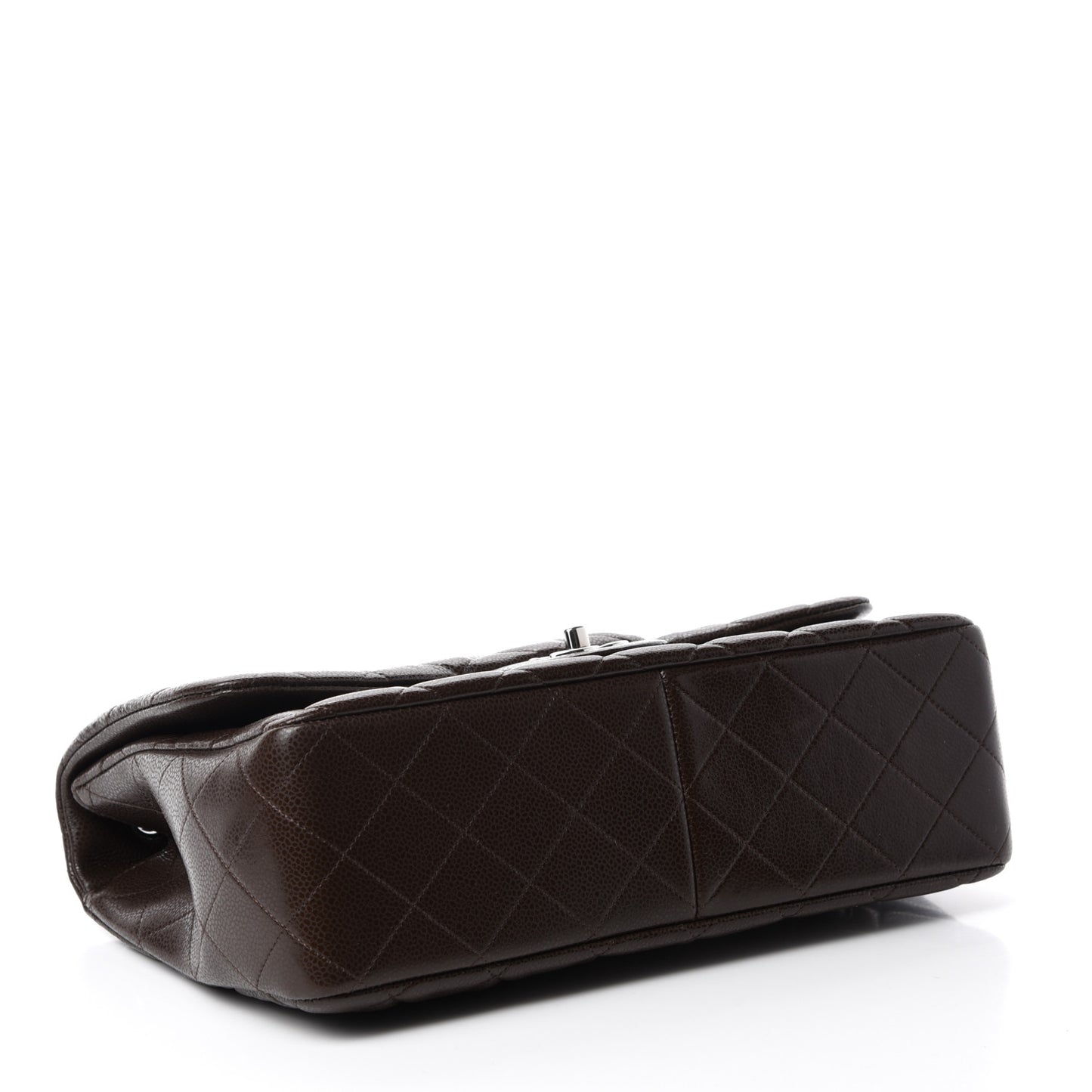 Caviar Quilted Jumbo Single Flap Dark Brown