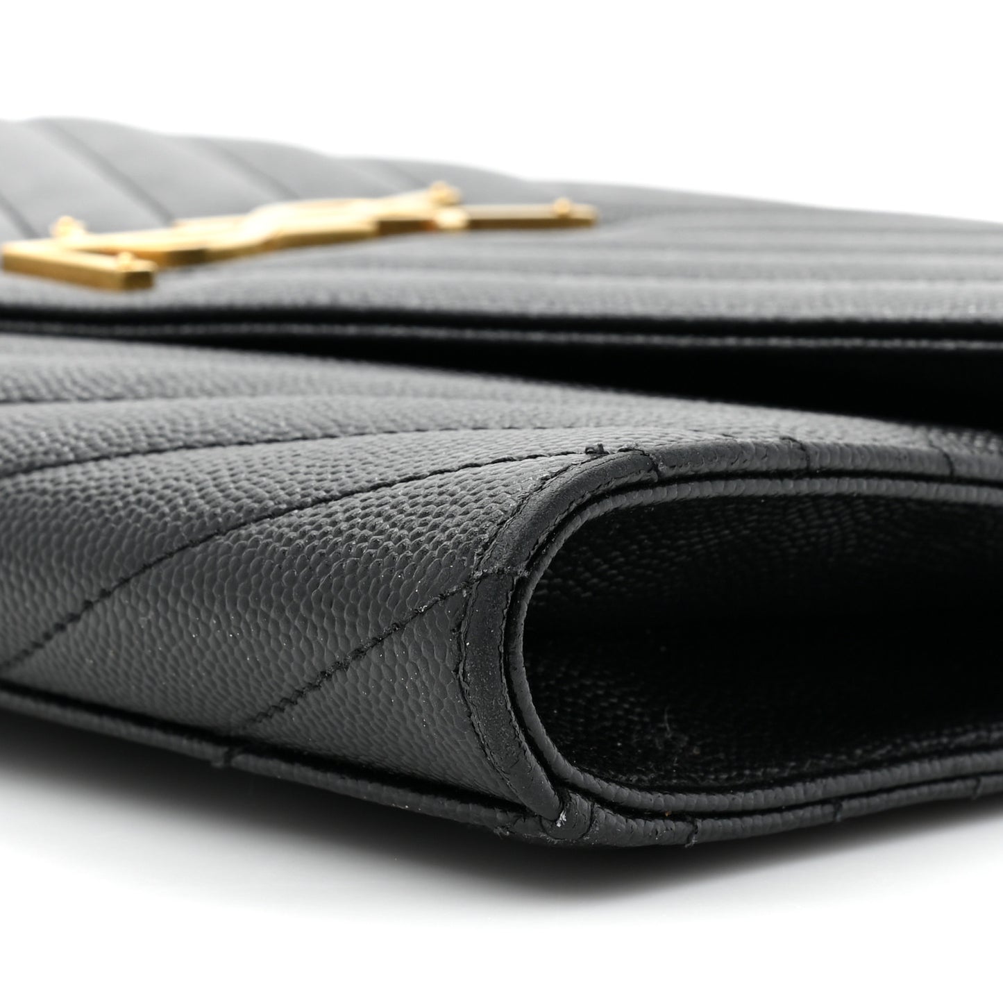 Grain De Poudre Matelasse Chevron Monogram Envelope Clutch Black