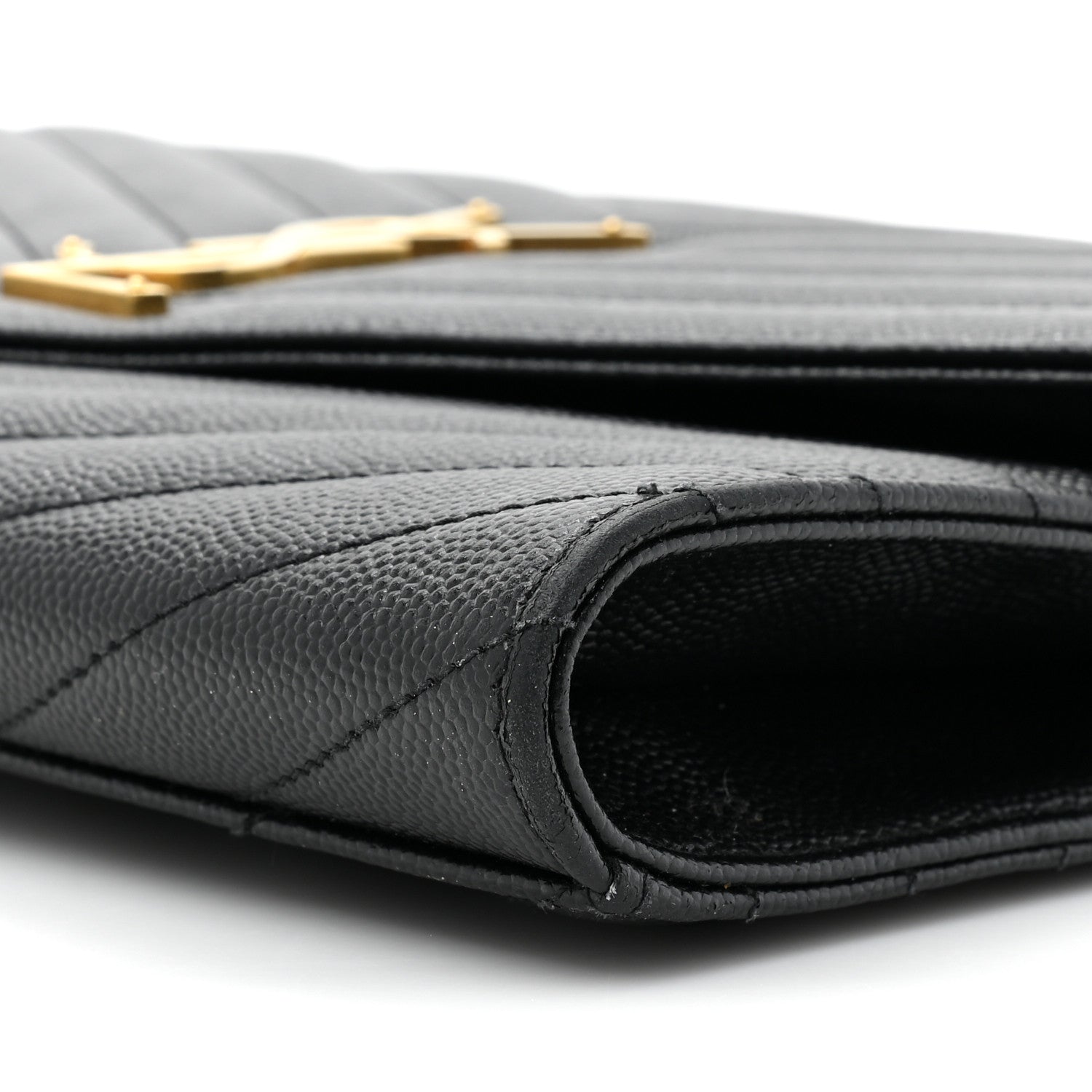 Saint Laurent Grain De Poudre Matelasse Chevron Monogram Envelope Clutch Black 8 of 15