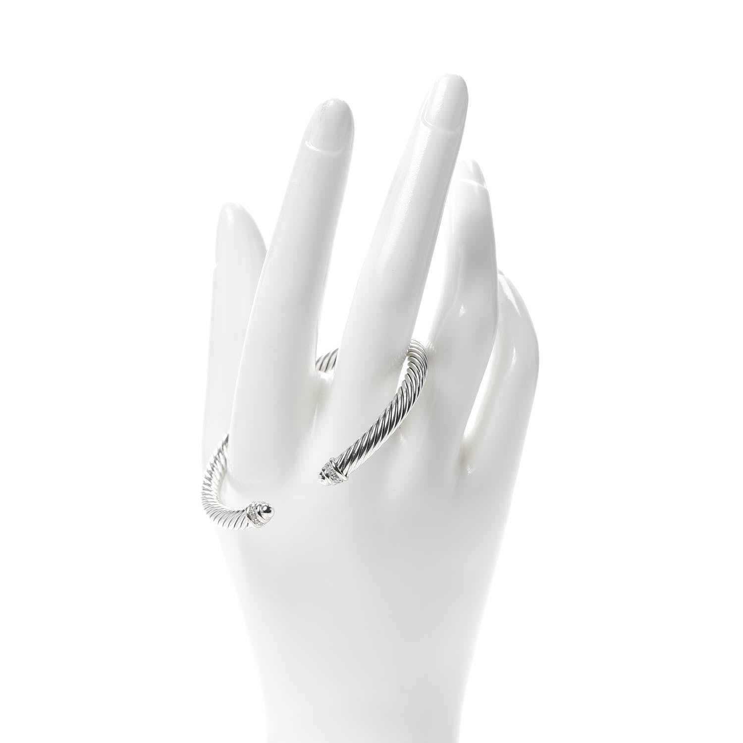 David Yurman Sterling Silver Diamond 5mm Cable Classics Dome Bracelet 2 of 6