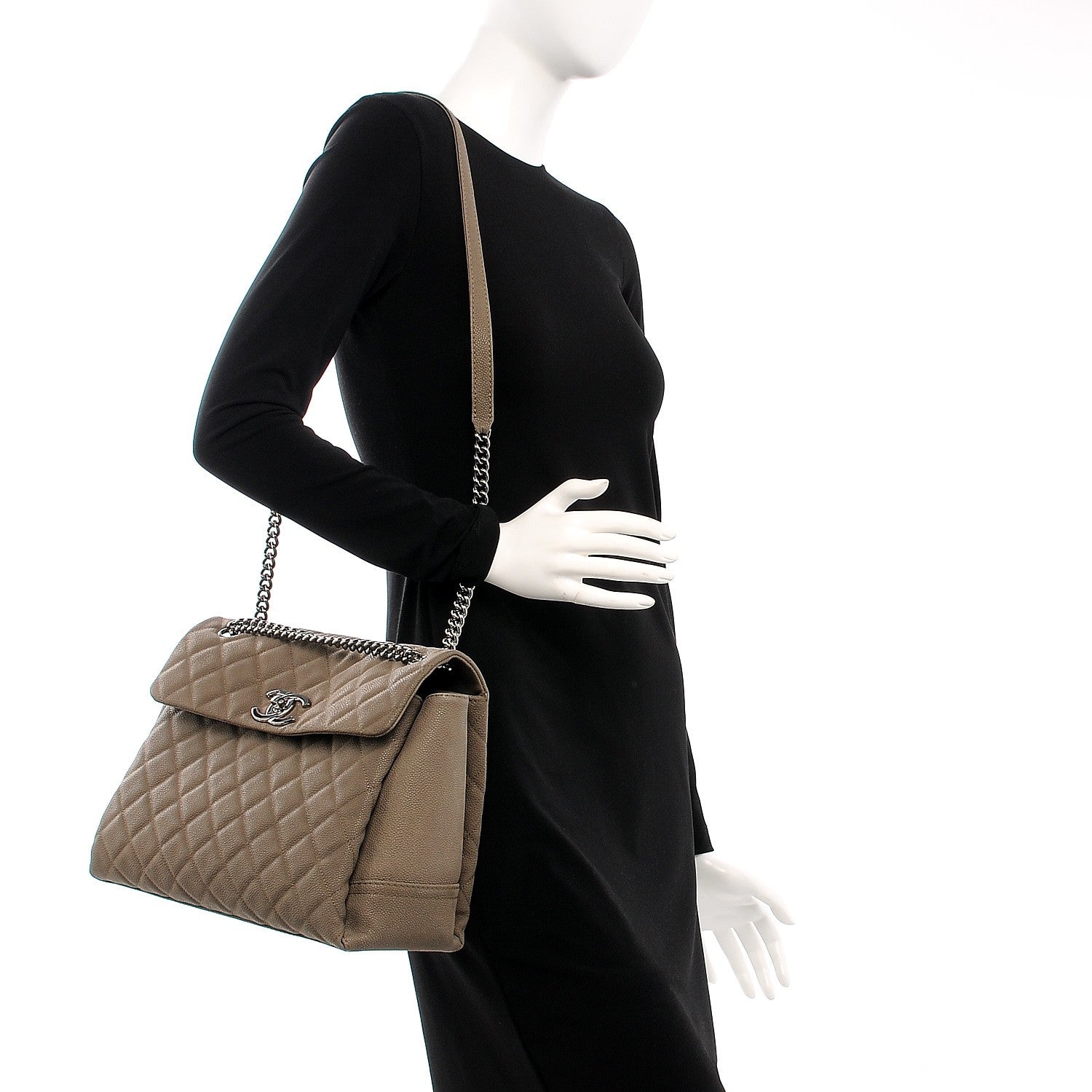 Chanel Iridescent Caviar Medium Lady Pearly Flap Khaki 2 of 8