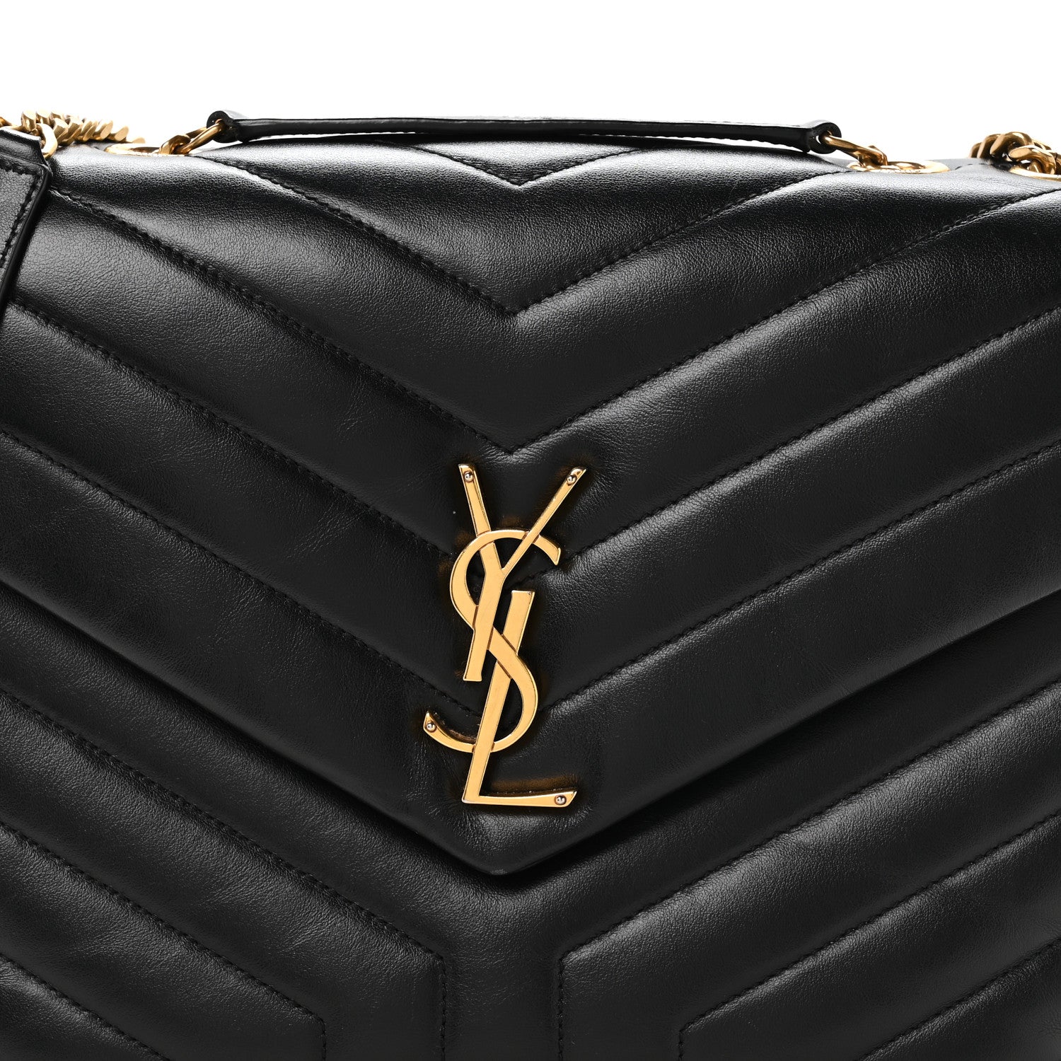 Saint Laurent Calfskin Y Quilted Monogram Medium Loulou Chain Satchel Black 8 of 12