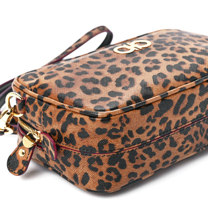 Salvatore Ferragamo Grained Calfskin Leopard Print Camera Bag Brown 10 of 11