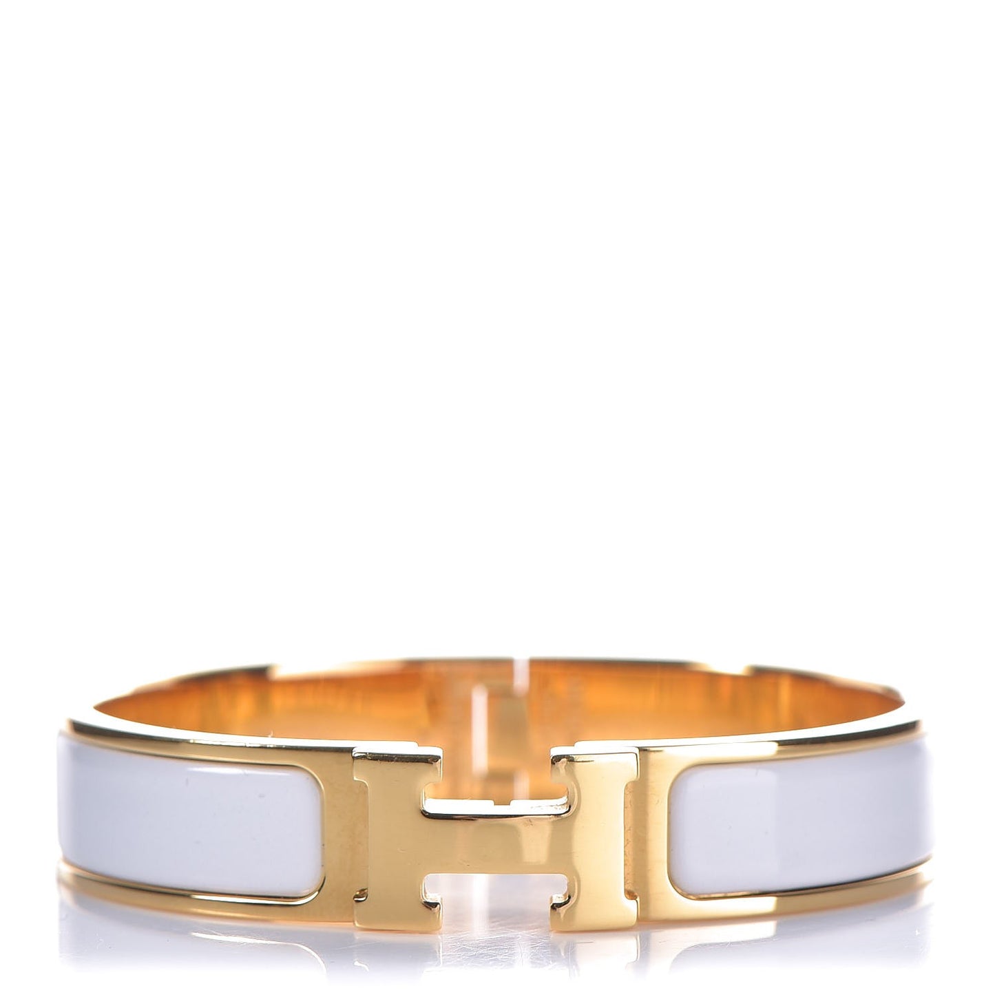 Enamel Narrow Clic Clac H Bracelet PM White