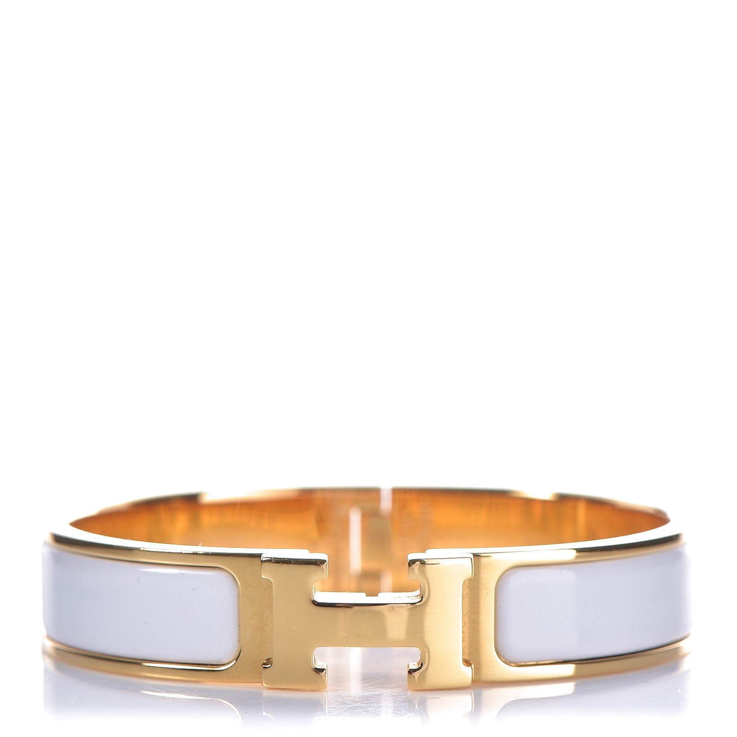 Hermes Enamel Narrow Clic Clac H Bracelet PM White 1 of 5