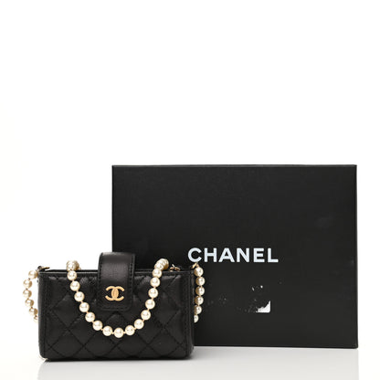 Chanel Calfskin Quilted Pearl Chain Love Symbols Mini Bag Black 12 of 12